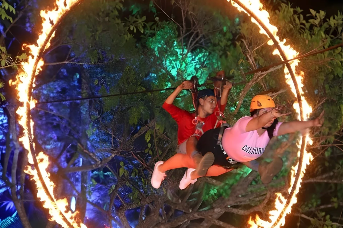 Eco Orbit Zipline at Night